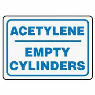 Safety Sign, ACETYLENE - EMPTY CYLINDERS, 10 x 14, Aluminum ...