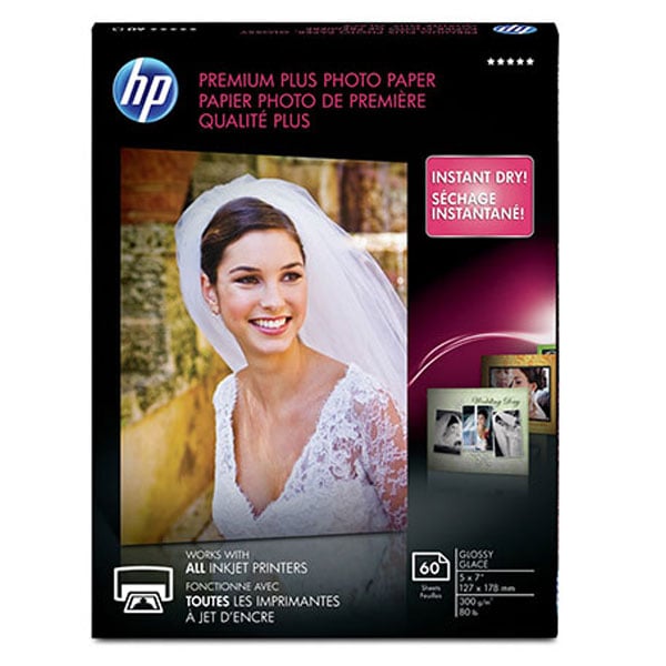 HP Premium Plus Photo Paper 80, Glossy (5" x 7") (60 Sheets/Pkg